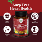 Icelandic Wild Caught Cod Liver Oil Softgels - Fish Omega 3, EPA, DHA, Vitamin D & A, 1000mg Per Serving - Burpless Capsules for Healthy Heart, Healthy Joints, Brain & Immune Support - 240 Count