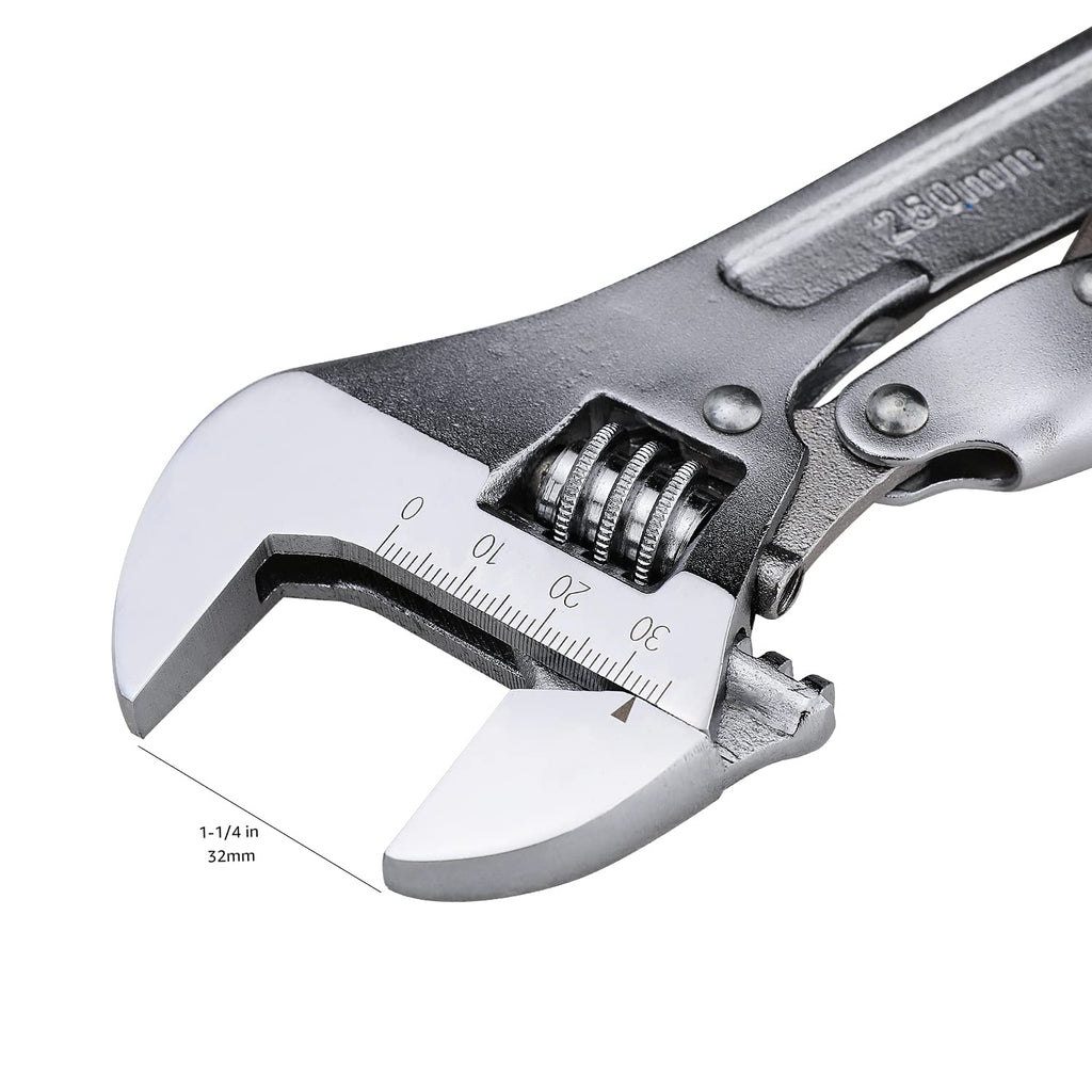 Amazon Basics 10 inch Locking Adjustable Wrench, Precision Machined, Rust Resistant, 2.7 inch x 0.75 inch