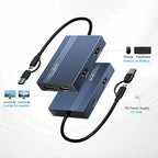 ACASIS USB C to Dual HDMI DisplayLink Adapter, 4K@60Hz, 2 HDMI & 3 USB-A Ports, 100W PD Charging, USB C DisplayLink Docking Station for Mac M1/M2/M3/Windows,USB A/C to Dual Monitor Adapter
