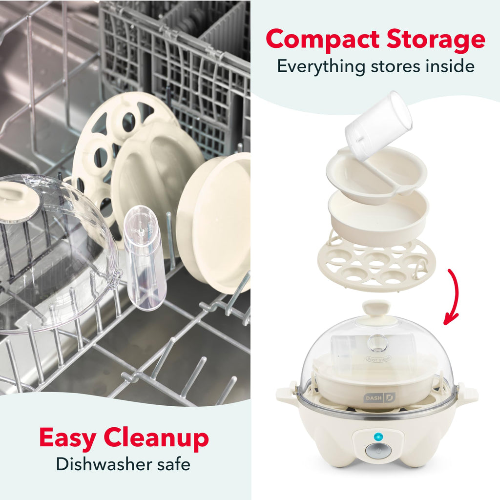 Dash Rapid Egg Cooker, 7 Eggs, Hard Boiled, Poached & Omelettes, Cream