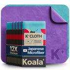 Koala Lens Cleaning Cloth | Japanese Microfiber | Glasses Cleaning Cloths | Eyeglass Lens Cleaner | Eyeglasses, Camera, VR/AR Headset, and Screen Cleaner | Blue & Purple (Pack of 12)