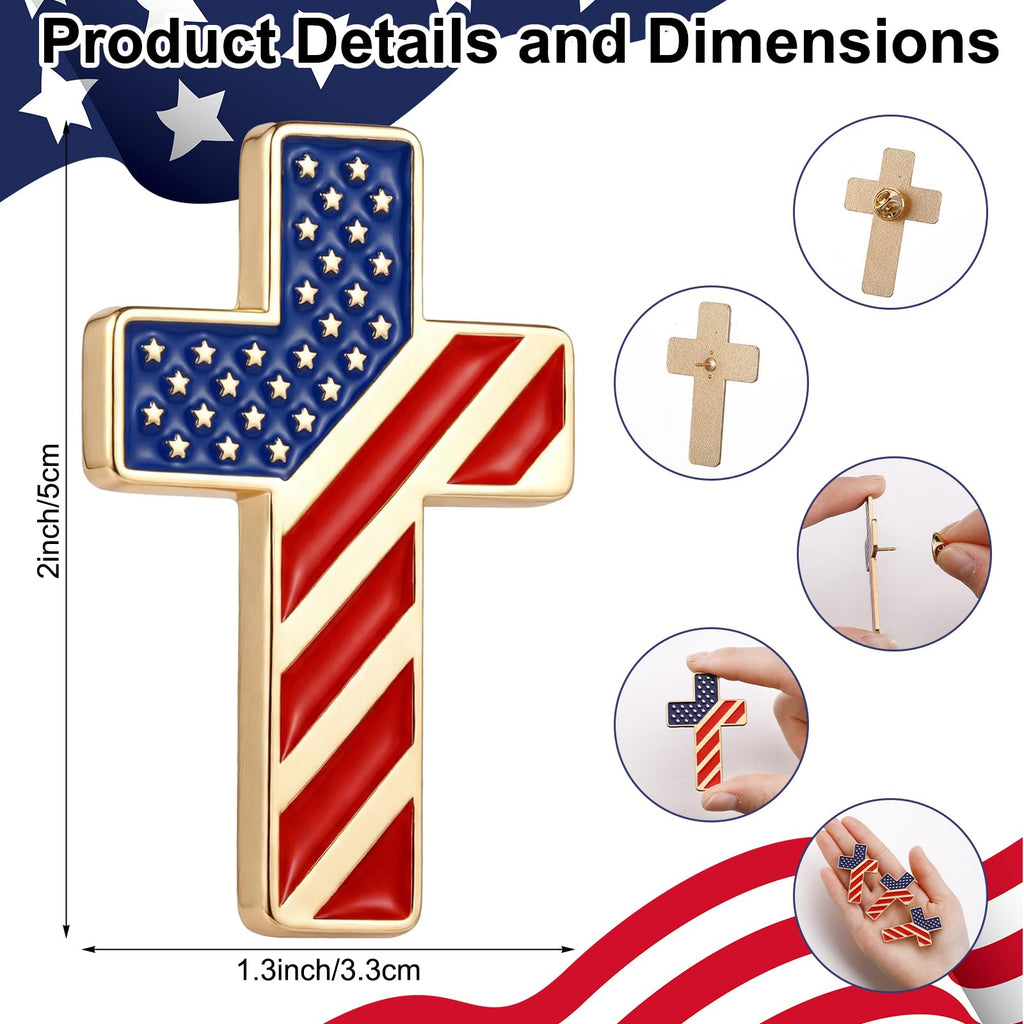 Landical 24 Pcs American Flag Cross Lapel Pins Veterans Day Gifts Bulk