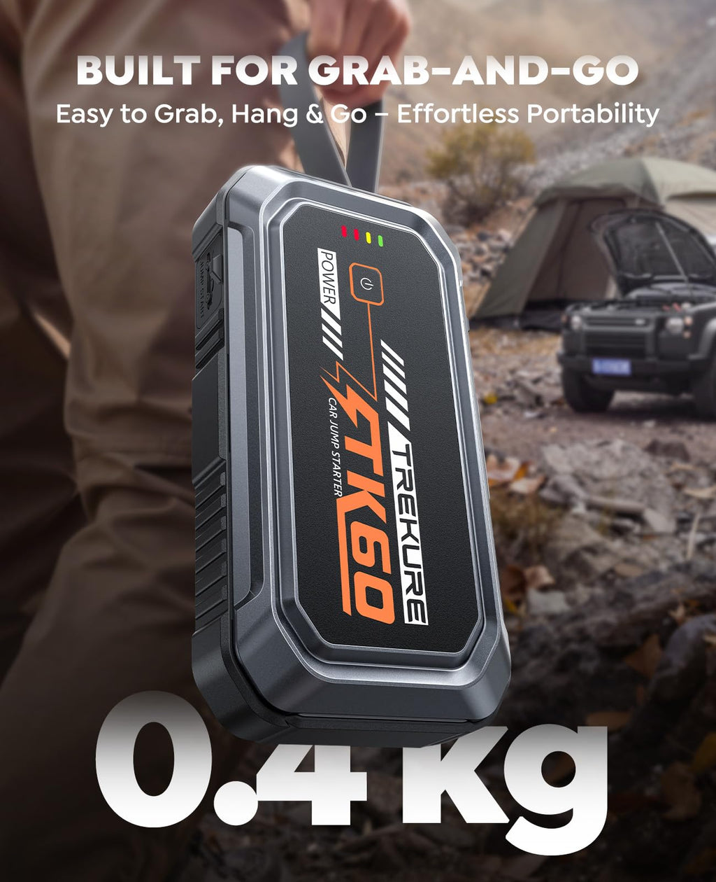 TREKURE Car Battery Jumper Starter Portable 5000A, Portable Car Jump Starter up to 10L Gas or 8L Diesel Engine, Jump Box, Jumper Cables for Car Battery, Magnetic Build, 2000LM Flashlight, Power Bank