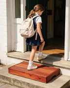 3.5"/6" Adjustable Wooden Step Stool for Bed, 100% Heartwood Handmade Outdoor Steps with 4 Additional Legs & Anti-Slip Traction Tape, One Step Stool for Elderly, Adults, Kids(30" L X 16" W X 3.5/6" H)