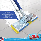 LOLA Cellulose SqueezeMatic Butterfly Sponge Mop Refill, 9", 12 Pack, Floor Cleaning, Comparable w/Quickie Type S Sponge Mop Refill