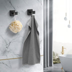 Fenas Heavy Duty Stainless Steel Towel Hooks, Wall Mounted Square Robe Hooks for Bathroom, Kitchen, Bedroom, Hotel Matte Black 2 Pack