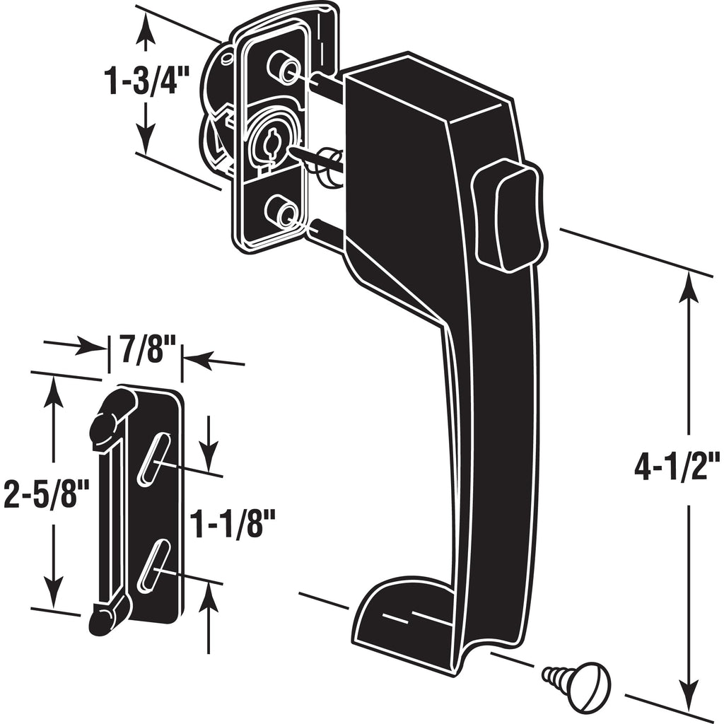 Prime-Line K 5071 Push Button Latch w/ Tie Down, Single Unit, Black – Designed to Accommodate Multiple Surfaces, Complete with Night Lock, Contemporary Design (Single Pack)