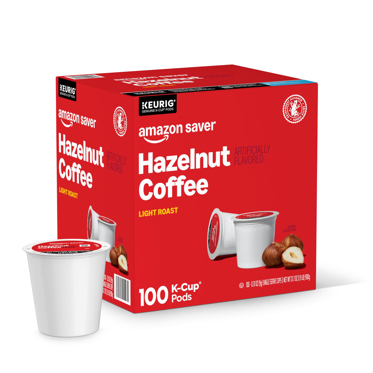 Amazon Saver Hazelnut Light Roast Coffee Pods 100 ct