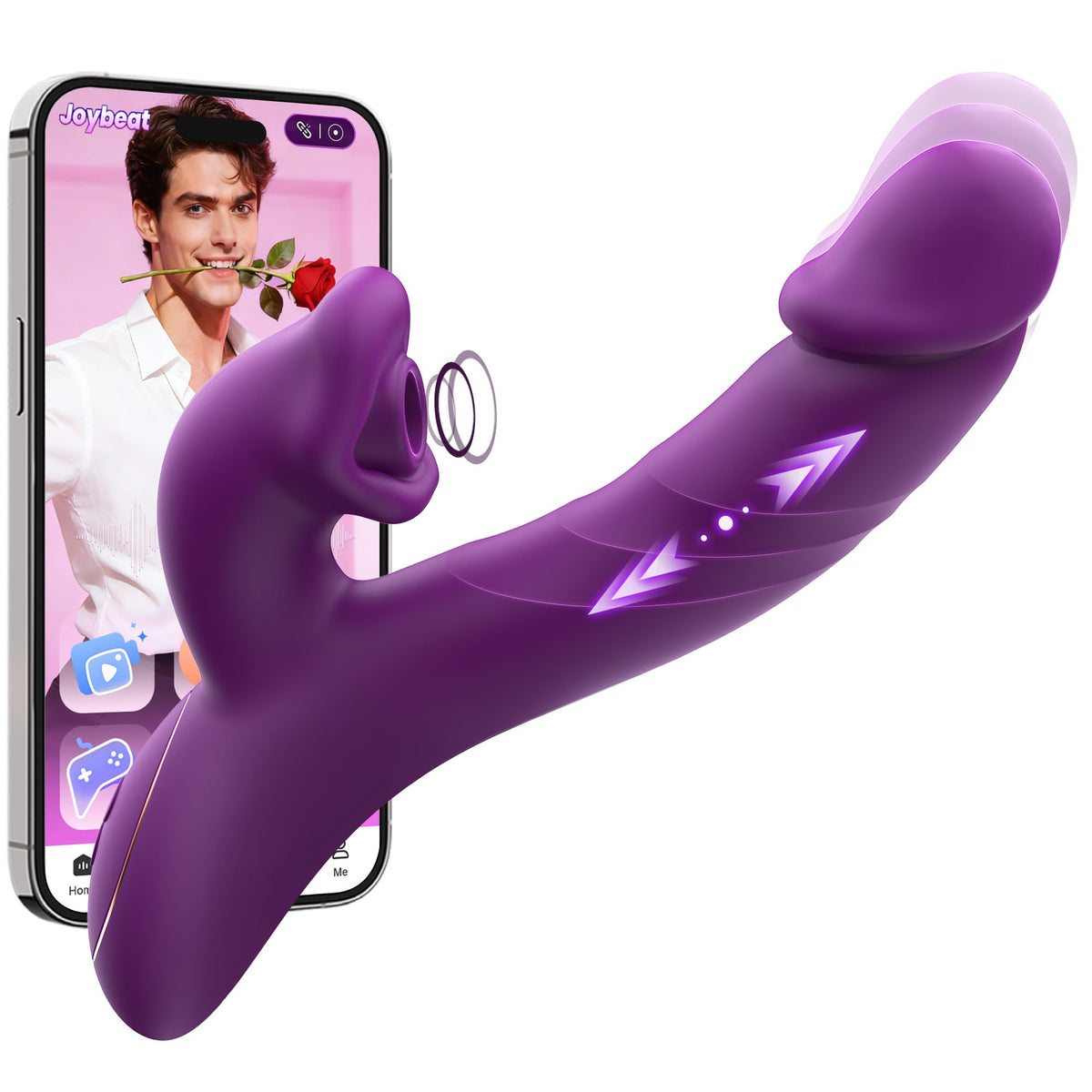 Toendi Sucking Vibrator Rabbit Sex Toy, Nipple Clit Sucker Thrusting Dildo