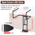 Aluminum Hydraulic Hot Tub Cover Lift, U-Shaped Bottom Insert Spa Cover Lifter, Adjustable Height from 25" to 39", Suitable for Round, Square and Other Shaped spas