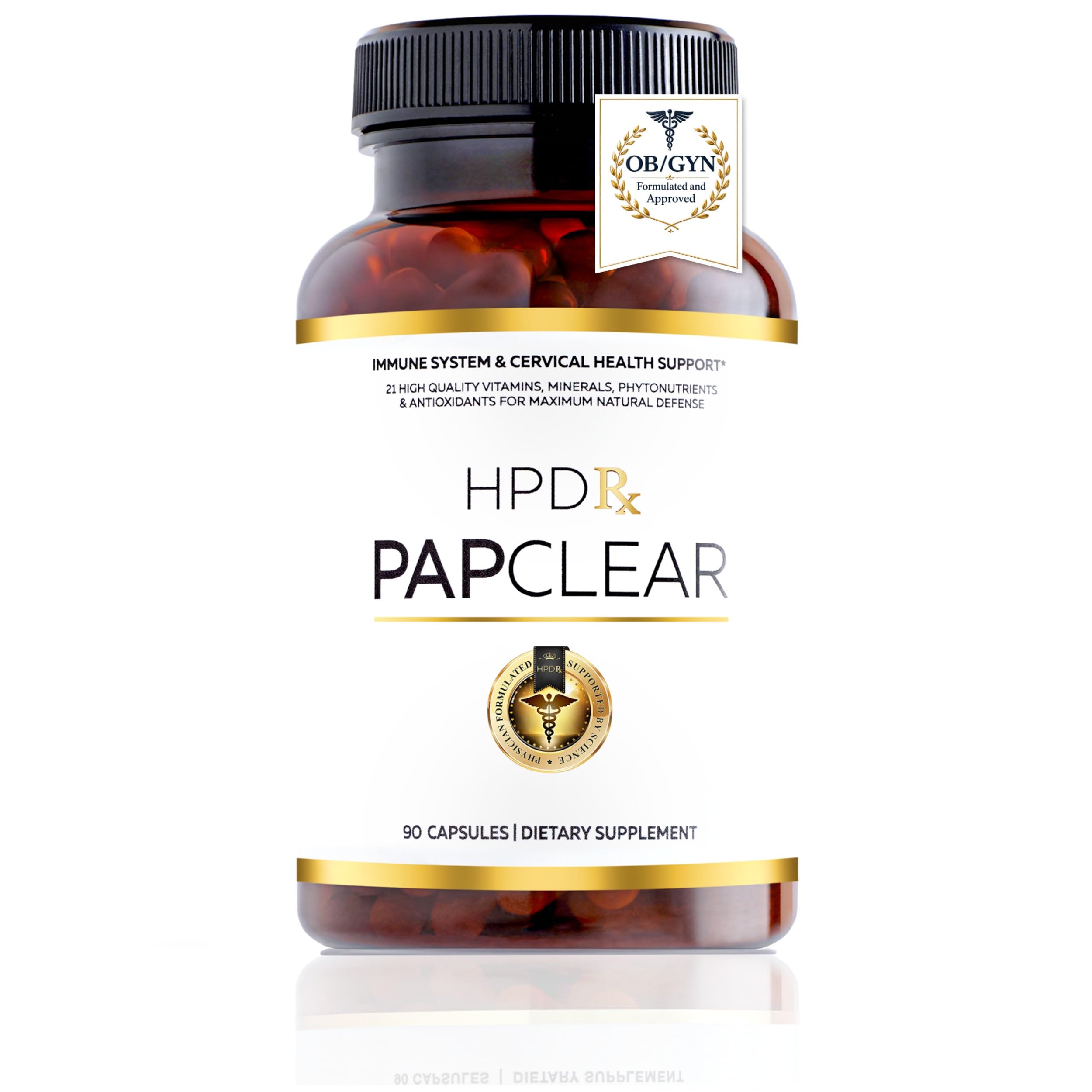 PAPCLEAR Physician Formulated | All Natural Immune Support Supplement | Advanced Powerful Immunity Booster | 21 Vitamins & Nutrients with Organic Shiitake Mushroom & Lycopene | 90 Capsules | Pack of 1