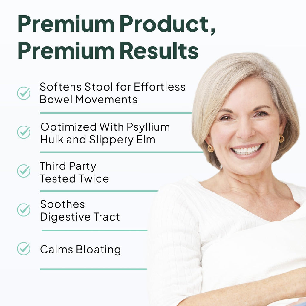 Organics Ocean Better Fiber - Daily Fiber Supplement - Soften Stool for Effortless Bowel Movements - with Psyllium Hulk and Slippery Elm - 3 Bottles