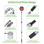 BURMONG 13.8 FT Telescoping Fruit Picker Pole with Soft Basket, Long Reach Tree Fruit Harvester Tool for Apple, Mango, Orange & More, Extendable Fruit Picking Tool for Garden Orchard