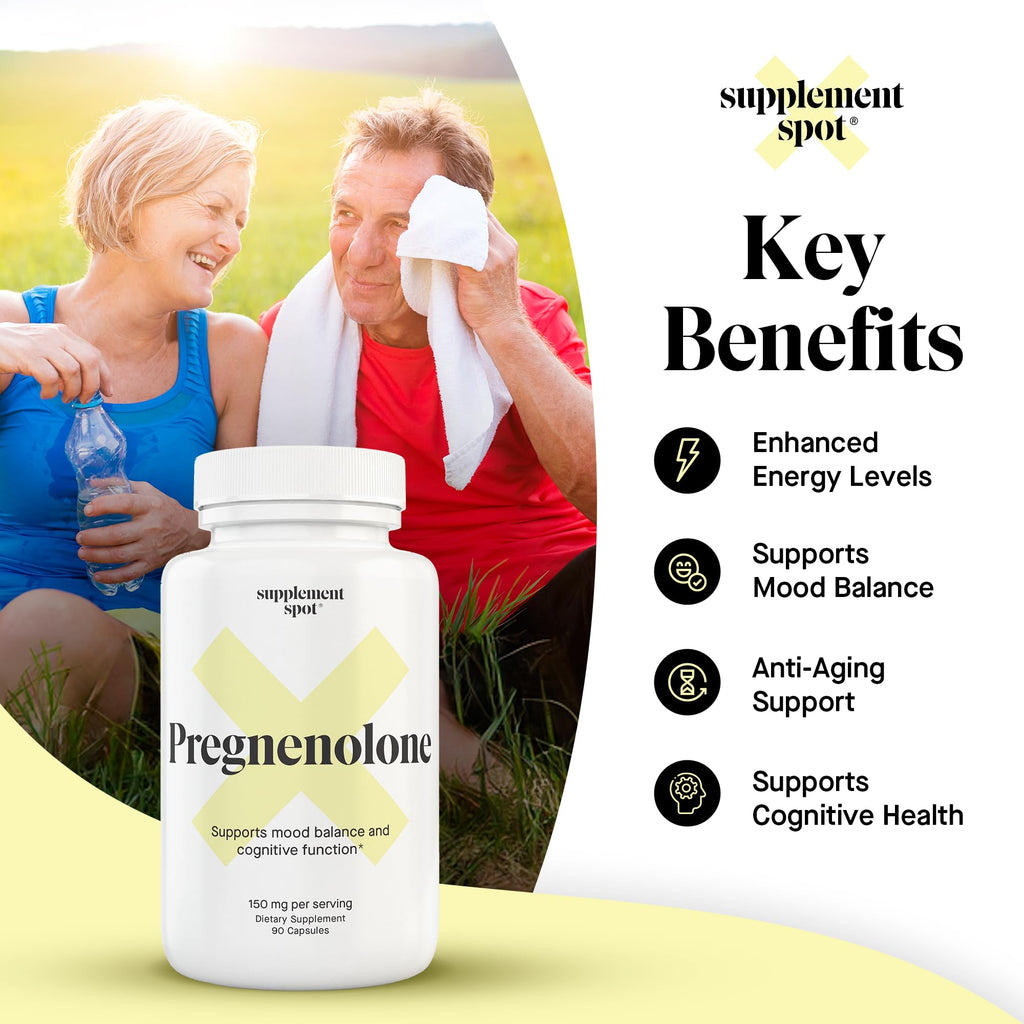 Supplement Spot Pregnenolone 150 Mg Energy Supplement – Pregnenolone to Support Healthy Mood for Women & Men (90 Servings)