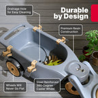 Step2 EverTough Garden Hopper Rolling Gardening Cart with Seat, Heavy-Duty Wheels, Tool Storage, Durable Resin Yard Wagon, Easy to Clean, 300 lb Capacity