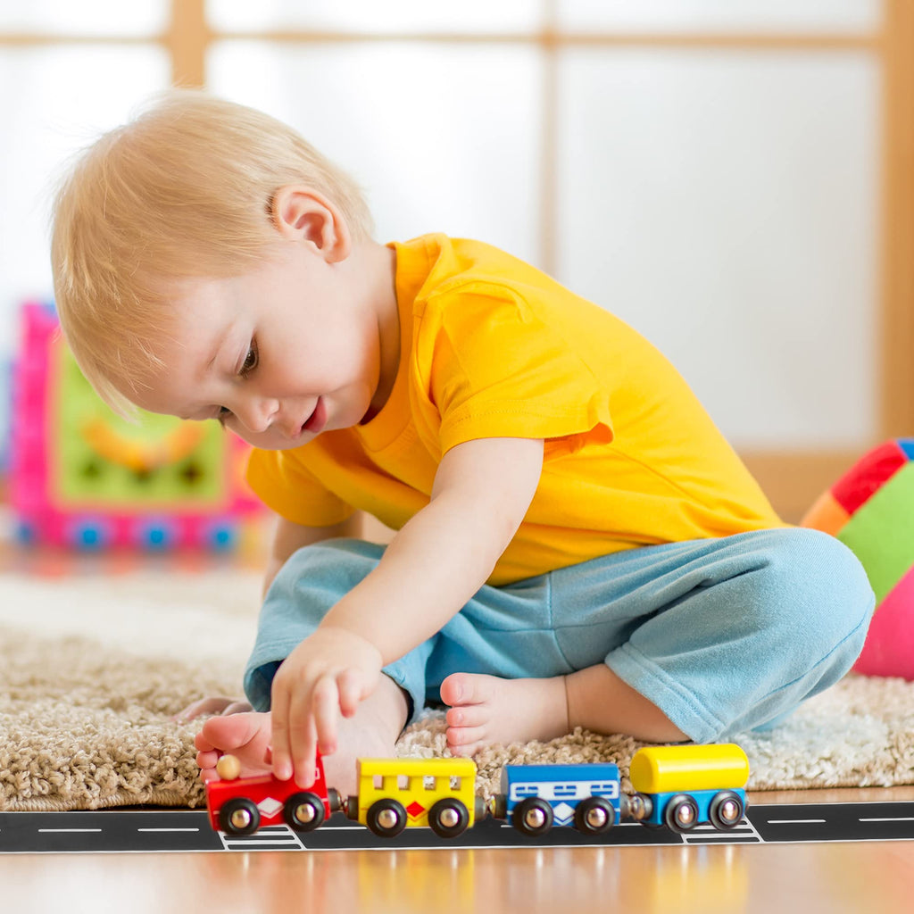 Haconba 10 Rolls 16.4 Feet Road Tape Black Road Tapes for Kids Toy Car Track Racing Party Decoration (Style Set 1)