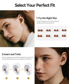Ear Plugs for Sleeping 45dB Noise Cancelling Earplugs for Concerts, Snoring, Travel, Sleep, Reusable Silicone Noise Reduction Ear Plug Soft Ear Plug with 8 Ear Tips & Case Black