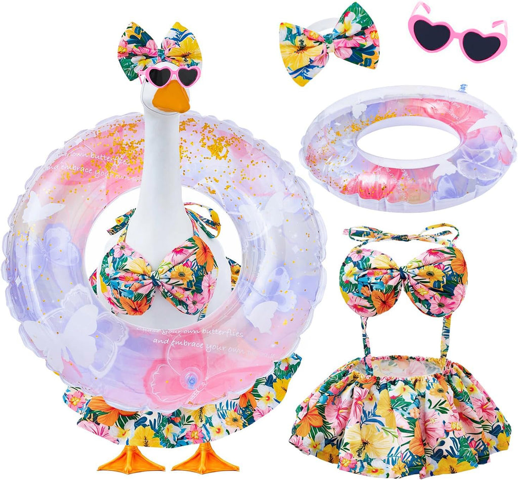 Bikini Porch Goose Outfits, Summer Goose Clothes Fits 23" Goose Statue