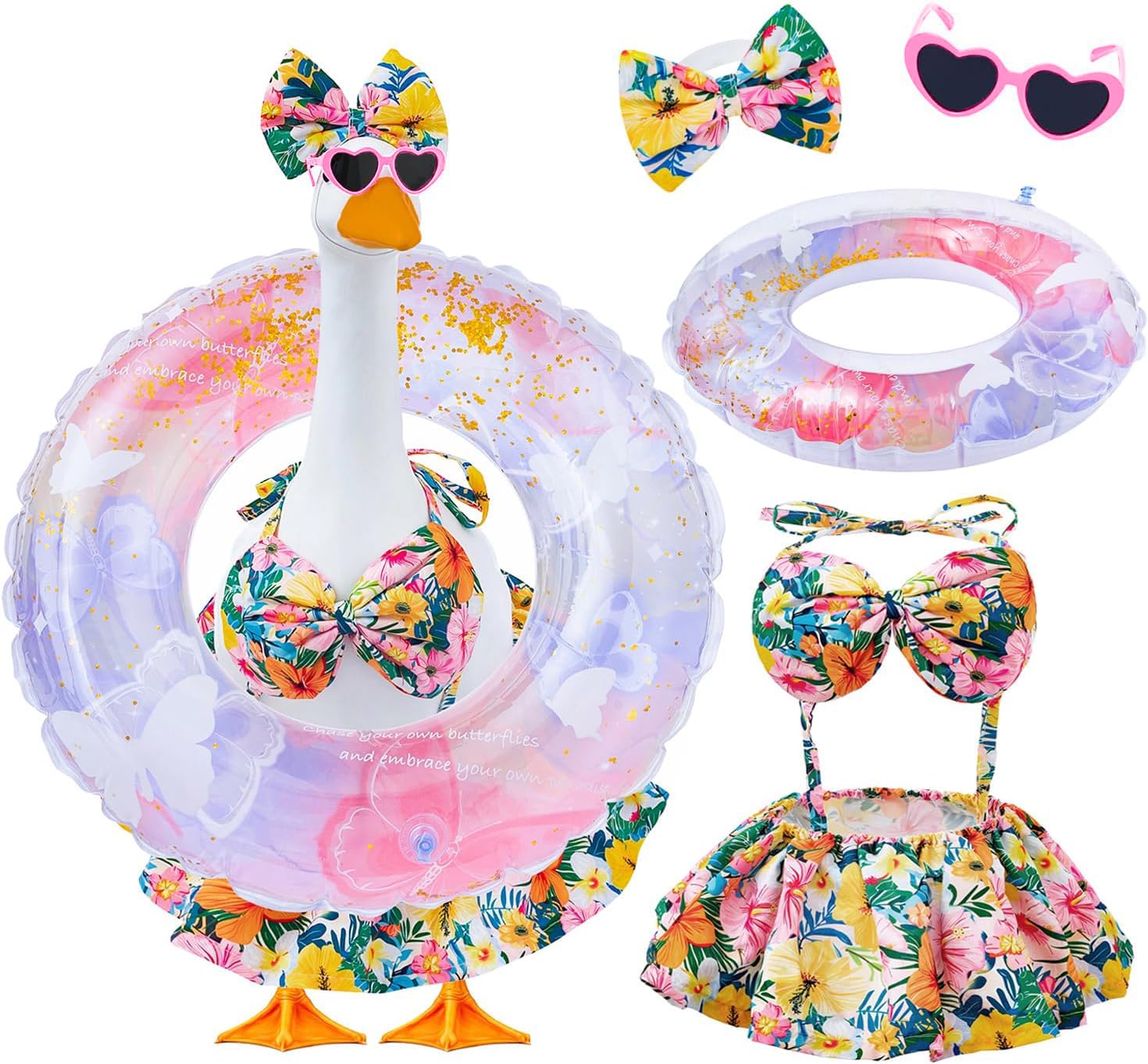 Bikini Porch Goose Outfits, Summer Goose Clothes Fits 23" Goose Statue
