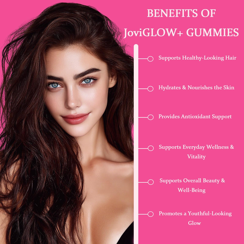 AIFBENK Jovi Glow+ NAD+ & Collagen Gummies, with Hydrolyzed Collagen Peptides, Resveratrol, Hyaluronic Acid & Vitamin C, Anti-Aging, Supports Skin, Hair & Nail Wellness, Daily Vitality Gummies