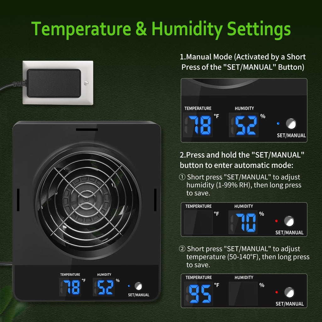 DAOTAILI 4-Inch Grow Tent Inline Duct Fan, Automatic Temperature & Humidity Sensing Control, Ventilation System for Grow Tents, Greenhouses