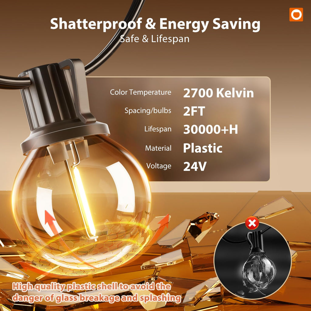 addlon 198FT(192+6) Solar String Lights Outdoor Waterproof, 96+8 LED Shatterproof Bulbs with Remote, Dimmable Brightness & 3 Modes, Solar Powered Patio Lights for Garden,Deck,Backyard,Wedding,Camping
