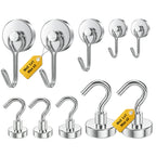 Tiergrade Mixed Sizes Magnetic Hooks, 2026 Cruise Cabin Ship Essentials Heavy Duty Strong Magnets Fridge Hanging for Classroom Kitchen Garage Grills Home, 10 Pack Silver (Medium 4 + Large 2 + Max 4)