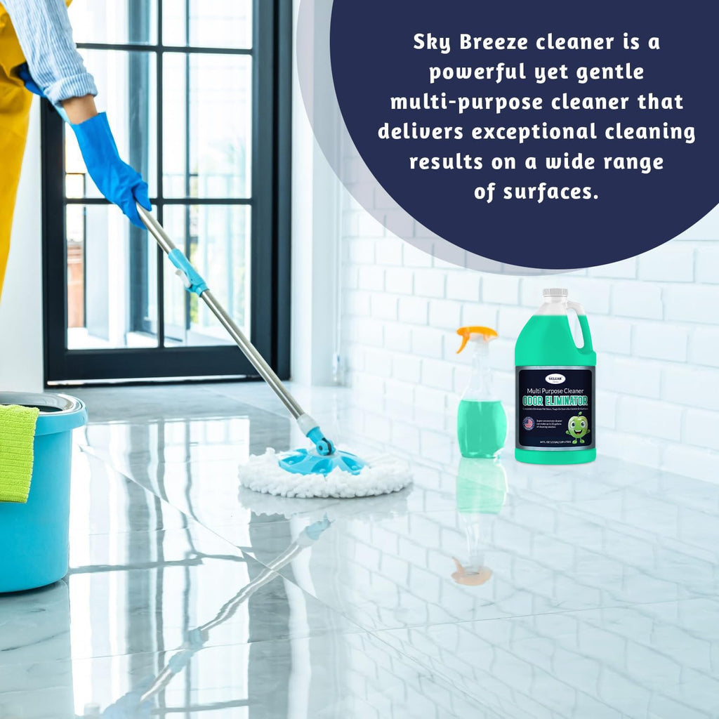 Multi Purpose Cleaner Pet Odor eliminator 64oz - Concentrate MAKES 32 GALLON - MADE IN USA- pH Neutral - Strong Floor Cleaner Odor eliminator - Stain Remover Cleaner & Deodorant (64 Fl Oz, Sky Breeze)