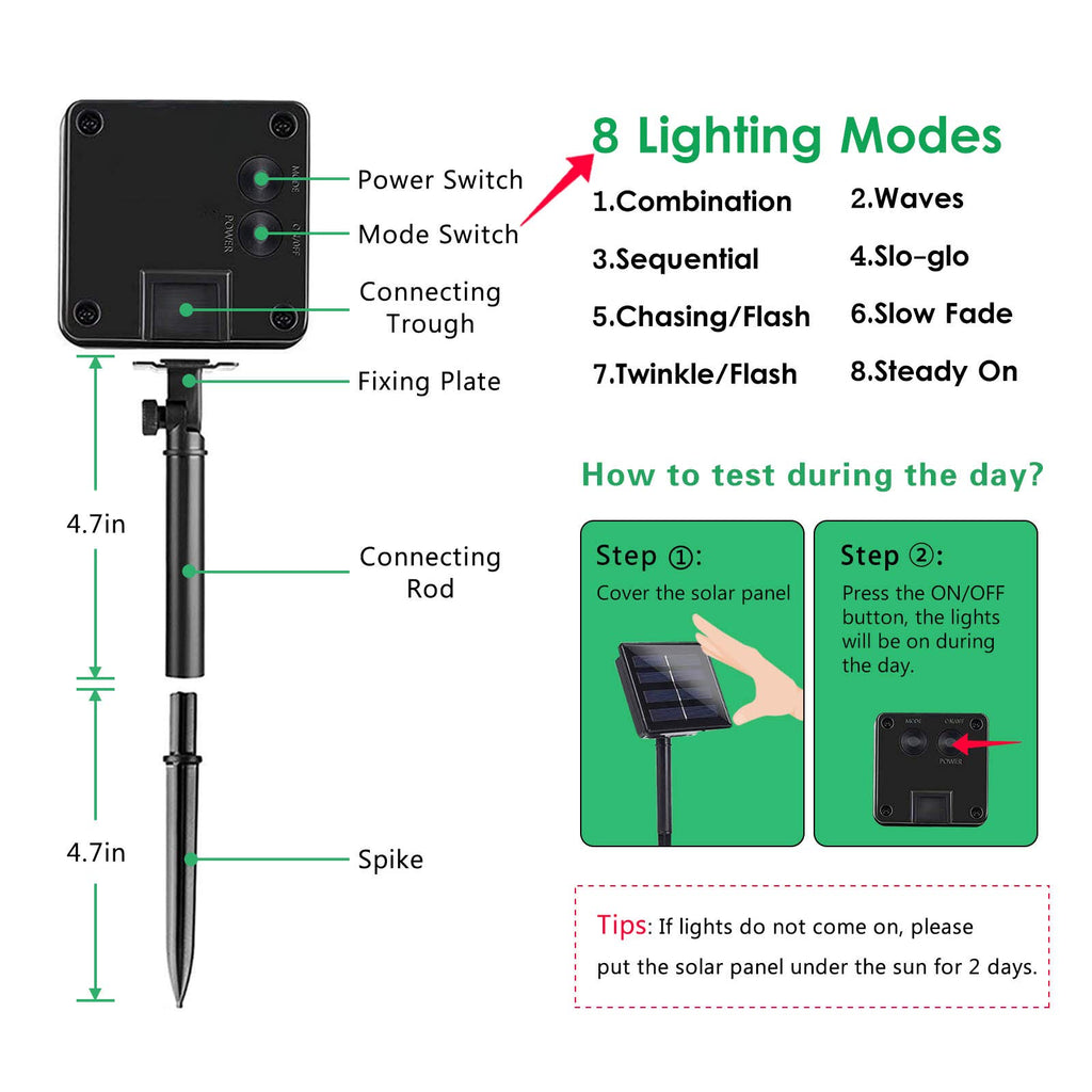 2 Pack 480 LED Solar Chrismas Lights Outdoor, Solar String Lights for Outside with 8 Modes & Memory Function, Waterproof Twinkle Light for St Patrick's Day Xmas Tree Yard Party Decorations (Green)