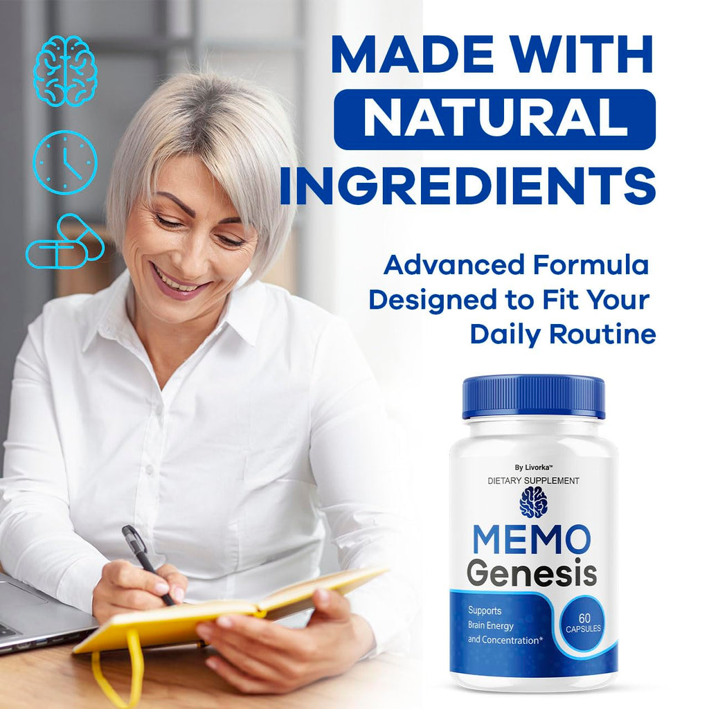 (2 Pack) Memo Genesis Capsules - Original MemoGenesis Brain Health Daily Support Pills Natural Advanced Formula Cognitive Health & Function to Help Maintain Clarity Focus, 120 Capsules for 2 Months