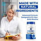 (2 Pack) Memo Genesis Capsules - Original MemoGenesis Brain Health Daily Support Pills Natural Advanced Formula Cognitive Health & Function to Help Maintain Clarity Focus, 120 Capsules for 2 Months