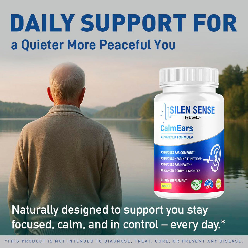 Silen Sense Calm Ears - Official Silen Sense CalmEars Advanced Formula Capsules Ear Health Support, SilenSense Pills Premium Natural Vitamins for Overall & Wellness, 60 Capsules for 1 Month