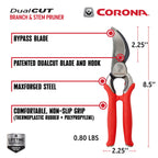 Corona Tools DualCUT Forged Steel Bypass Hand Pruner – 1″ Cutting Capacity Garden Pruning Shears for Branch & Stem Cutting
