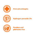 Amazon Basics Hydrogen Peroxide Topical Solution USP, First Aid Antiseptic for Cuts, Scrapes and Burns, 32 fl oz, 6-Pack