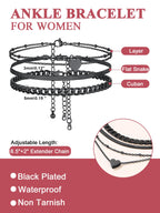 FOCALOOK Anklet Bracelets Set for Women, Plus Size Chain Anklet 8.5-10.5"