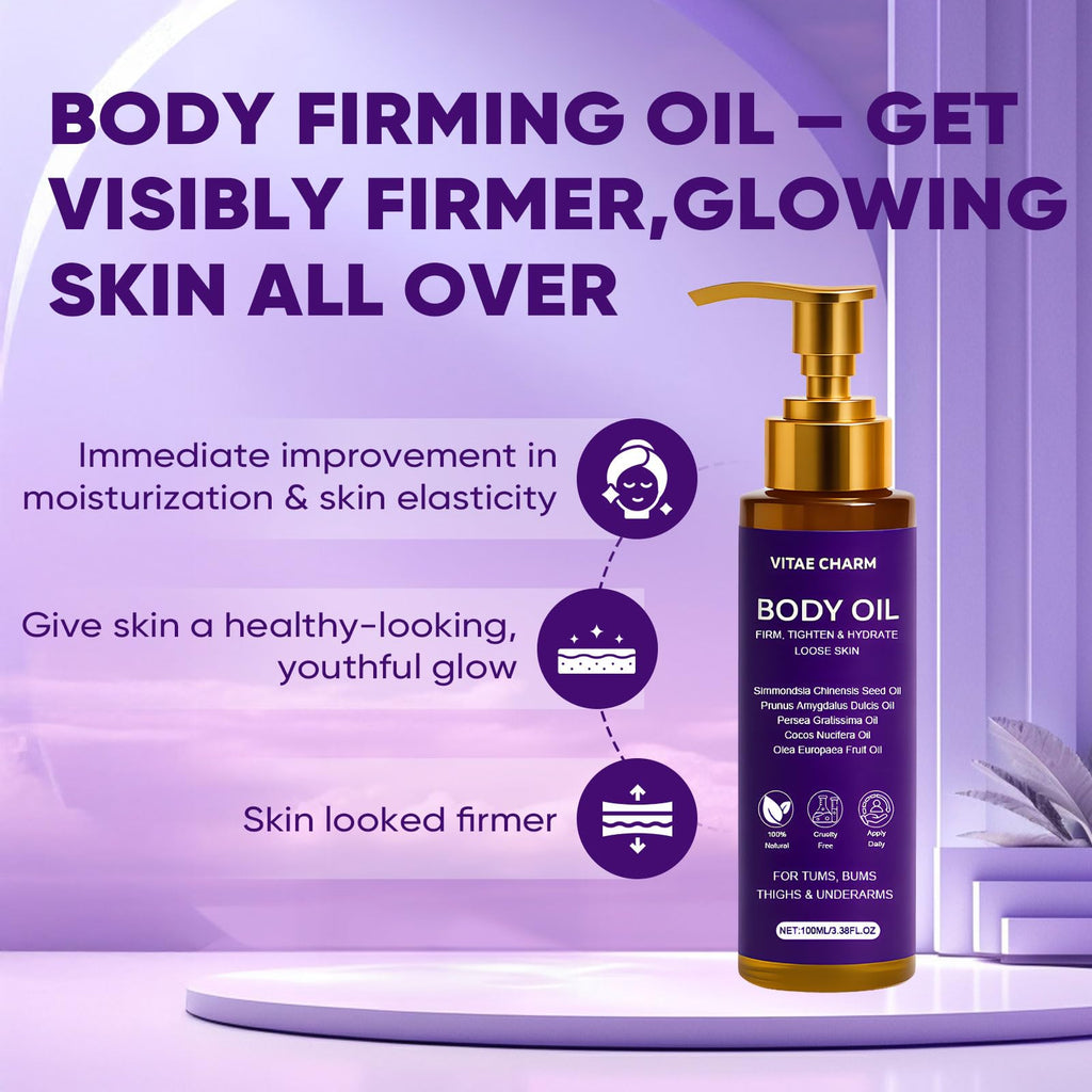 Zotreval Vitae Charm Body Oil, Luxury Body Oil for Crepe Skin, Firming Tightening & Hydrating Body Serum with Vitamin E and Sweet Almond Oil, Smooths Skin for Women