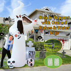 HOPOCO 12 FT Halloween Inflatables Outdoor Decorations Ghost with 3 Skulls