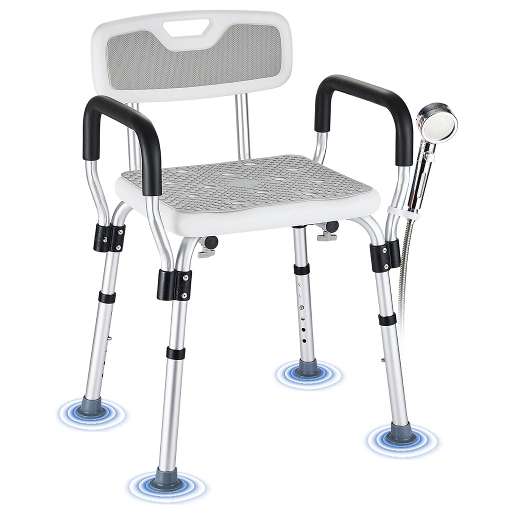 Shower Chair for Elderly and Disabled Inside Shower, Shower Seat for Inside Tub 450 LB Heavy Duty, Shower Chair with Arms and Back,Padded Handicap Bath Chairs for Seniors for Shower Stal