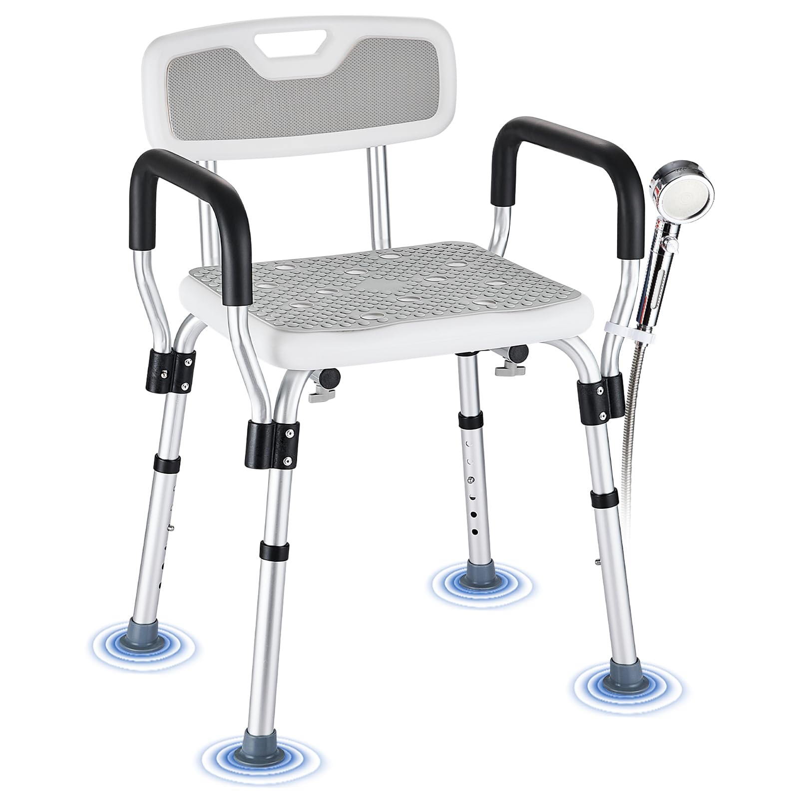 Shower Chair for Elderly and Disabled Inside Shower, Shower Seat for Inside Tub 450 LB Heavy Duty, Shower Chair with Arms and Back,Padded Handicap Bath Chairs for Seniors for Shower Stal