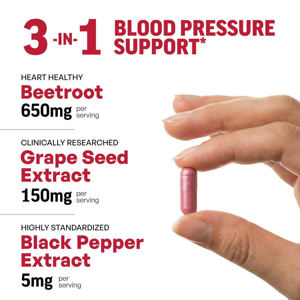 Sandhu's Beet Root Capsules 1200mg with BioPerine & Grape Seed Extract – Nitric Oxide Support Endurance – 60 Caps 30-Day Supply – Made in USA