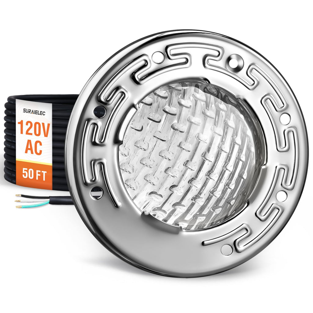 SURAIELEC 6 Inch Small LED Spa Light for Inground Pool, 120V AC 10W Underwater Pool Light, Cool White 6000K, Fits Pentair and Hayward Wet Niches, IP68 Waterproof, 50 FT Cord