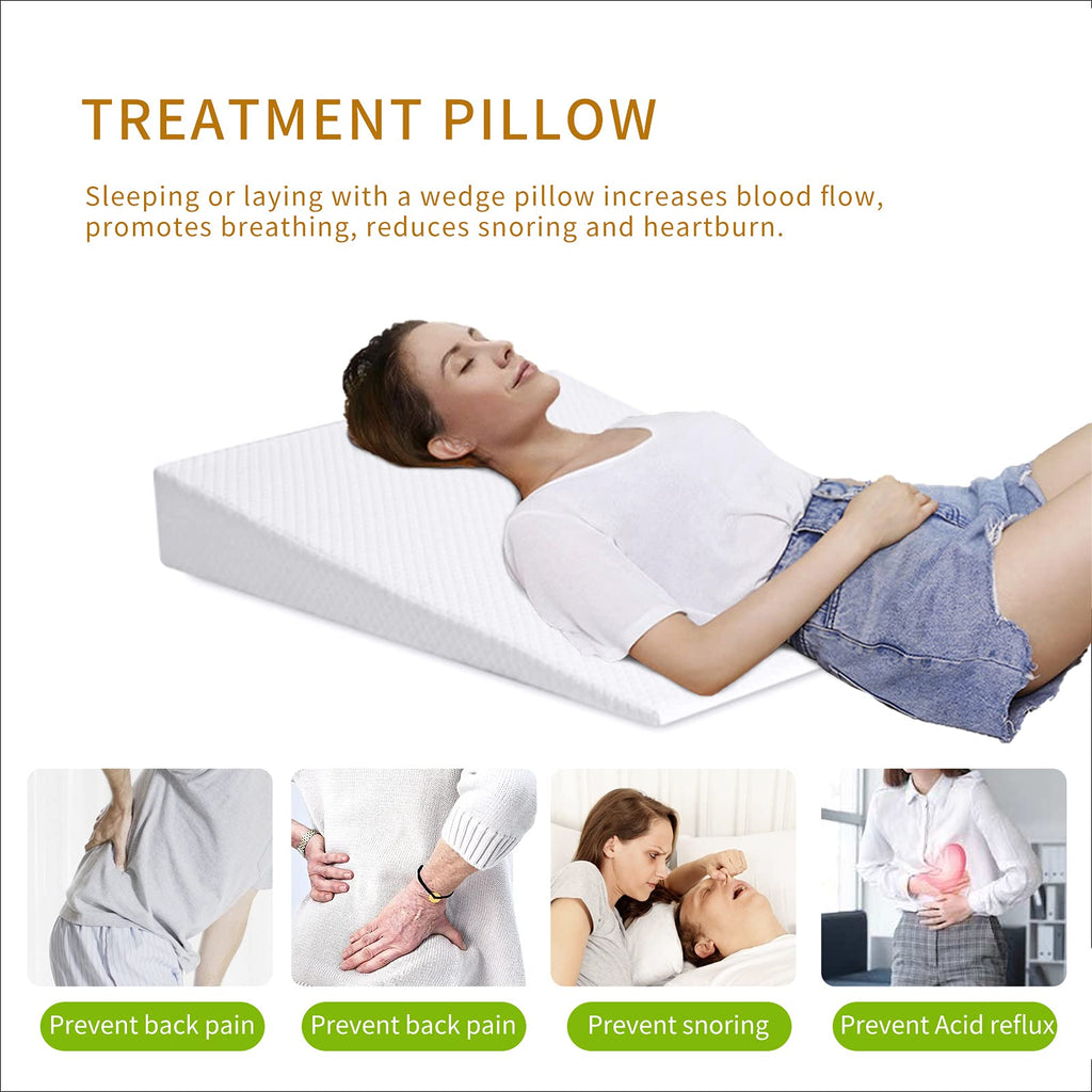 Cobplns Large Adults Pillow Wedge For Acid Reflux,Triangle Foam Wedge Body Support Incline Cushion To Elevate Upper Body,Acid Reflux Wedge Pillow For Sleeping,5" High, 26" Wide,White