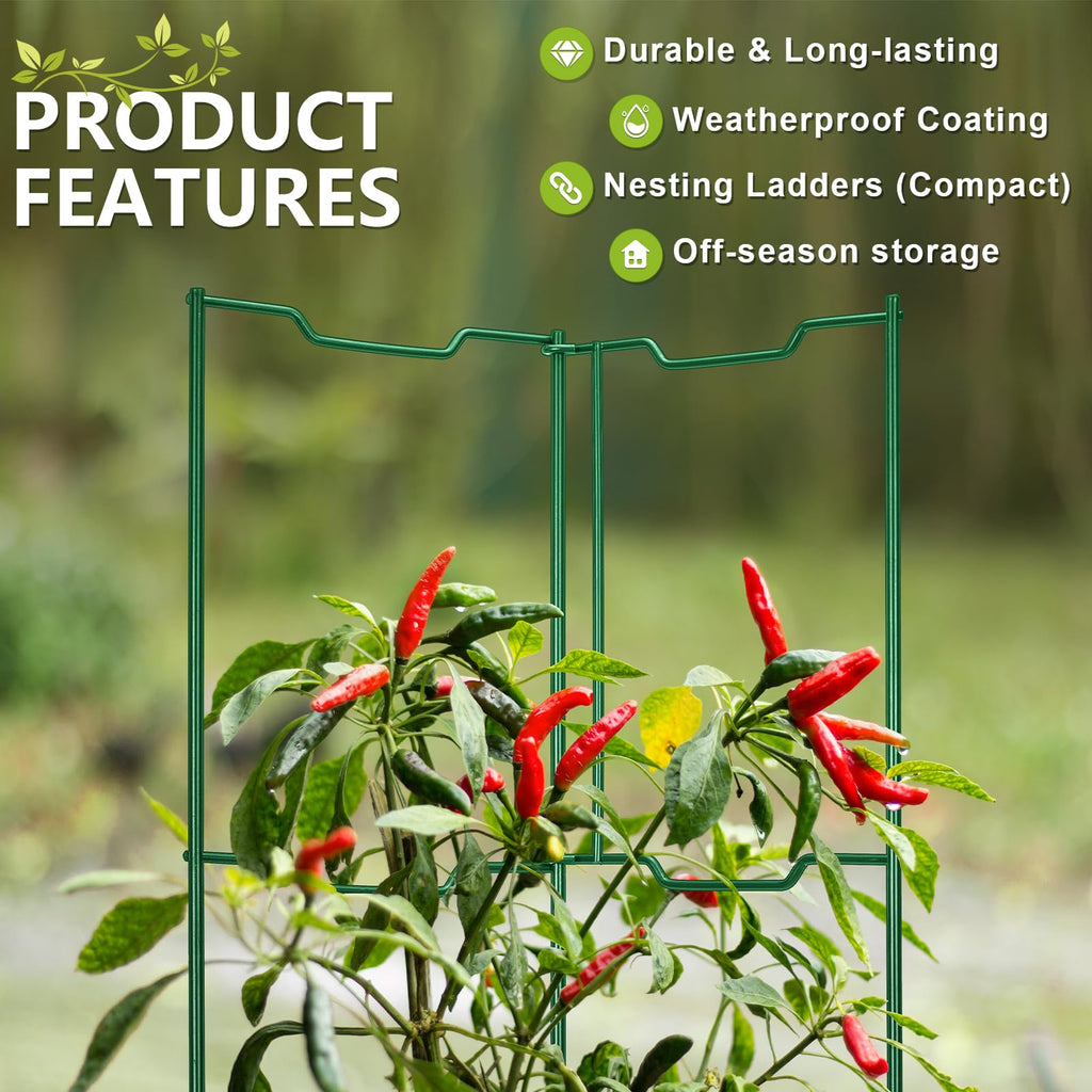 ComfyKit 2 Pack 32 Inch Stacking Tomato Ladders, V-Shape Garden Trellis