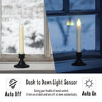 yunsheng 8.6" LED Window Candles Dusk to Dawn Light Sensor, 6PCS, Ivory