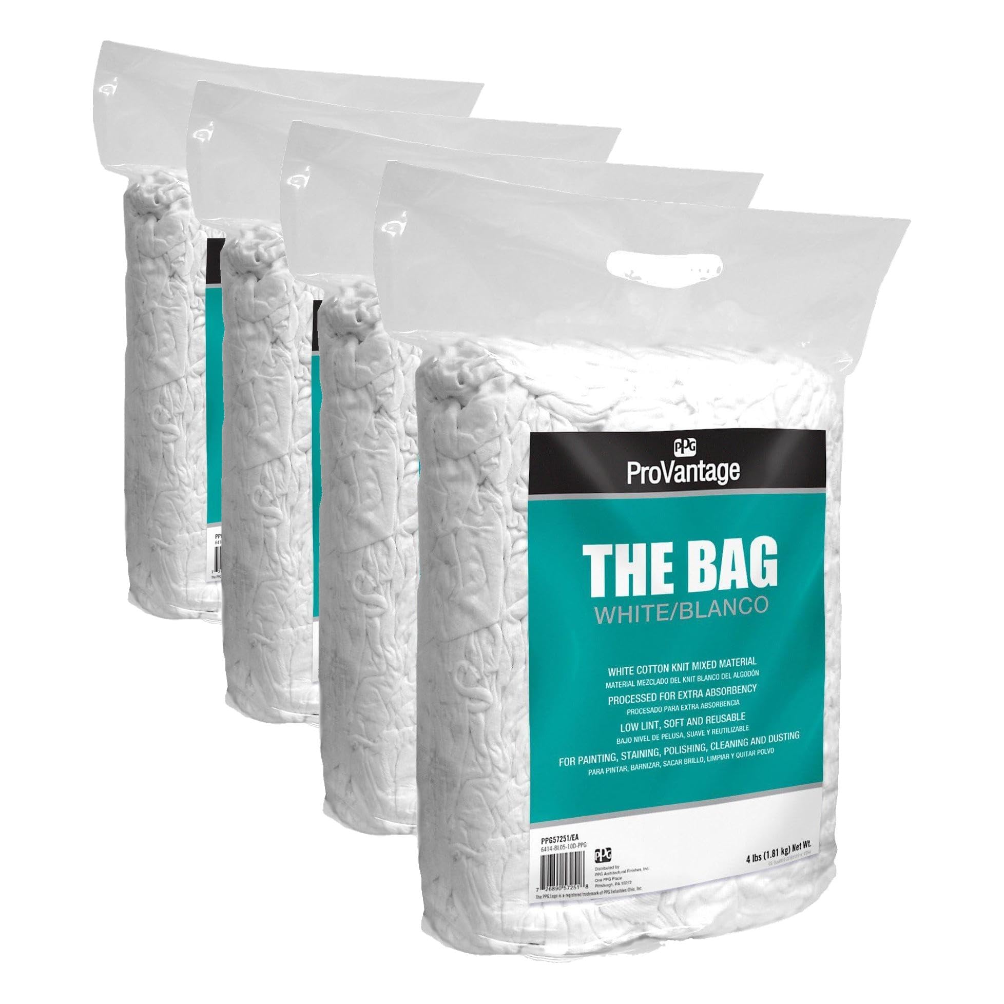 PPG Paints ProVantage Bag of White Rags,4 lb,(Pack of 4)