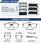 JJWELL 3 Pack Reading Glasses for Men Blue Light Blocking with Spring Hinge, Anti Eyestrain/Dryness/UV Large Wide Square Readers for Men, Two Tone Computer Reader Glasses Eyeglass(1.0 Strength)
