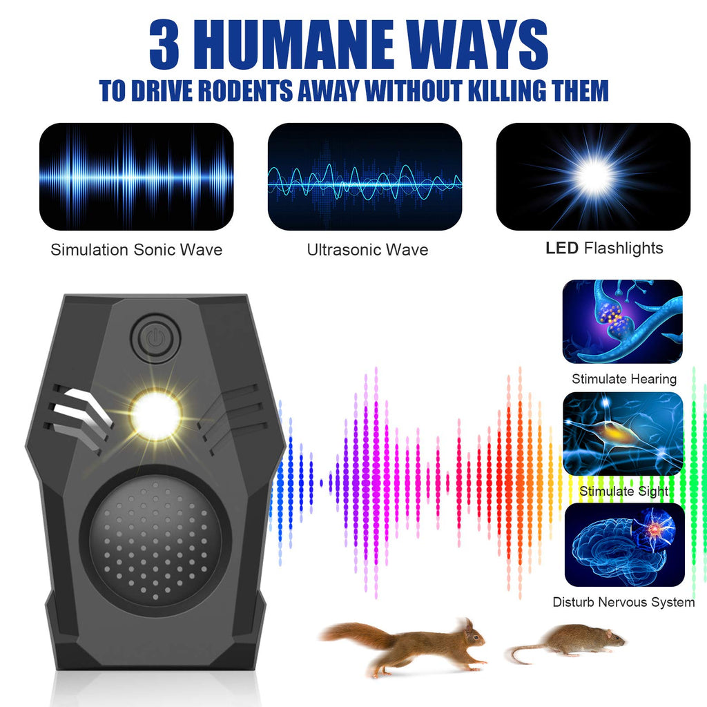 Superior Squirrel Repeller, Ultrasonic Squirrel Mouse Repellent Plug in, Electronic Rat Repeller, Repel Rodents, Mice, Rats, Squirrels, Black