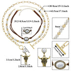 Fscwlmon 3 Pcs Layered Western Cowgirl Necklaces for Women Boho Turquoise Beaded Western Jewelry Rhinestone Cowboy Hat Boots Ox-Head Pendant Choker Paperclip Chain Cowboy Chic Country Accessory NTGJB