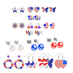 30 Pieces 4th of July Earring Stud Patriotic Earrings Set for Women Enamel Heart Star Butterfly USA Flag Earring Hypoallergenic Independence Day Earrings Jewelry Accessories(15 pairs Fourth of July)