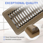 Howeall 4" x 10" Floor Register 2 Pack - Heavy Duty Steel Walkable Floor Vents - Easy Adjust Air Supply Lever - Vent Covers for Home (Brown)